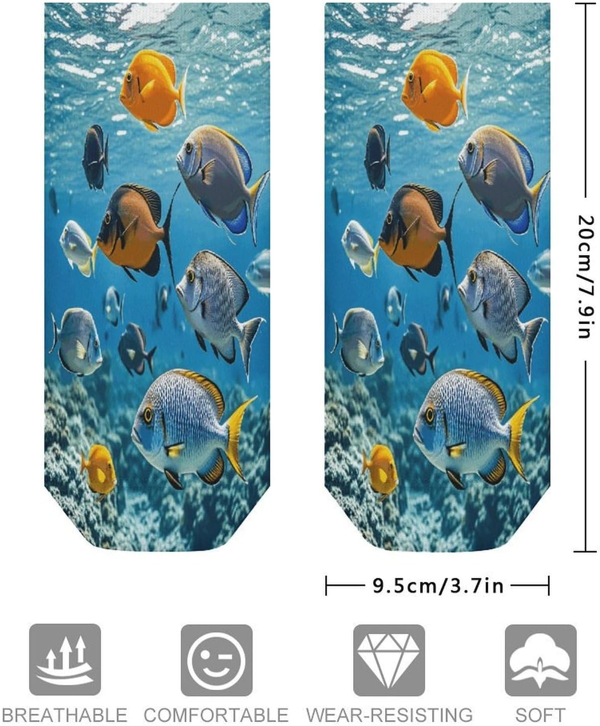 Fish in The Sea Ankle Sock-Low Cut Breathable,Basketball Socks for Men Women,Tube Socks for Work Sports