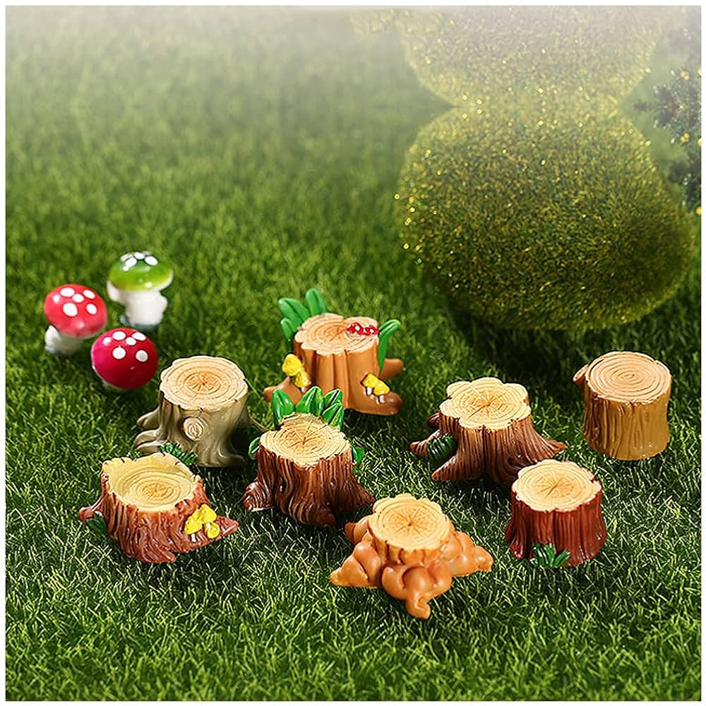 切り株　ミニチュア Amazon.co.jp: Refoiner ガーデニング 置物 かわいい 切り株