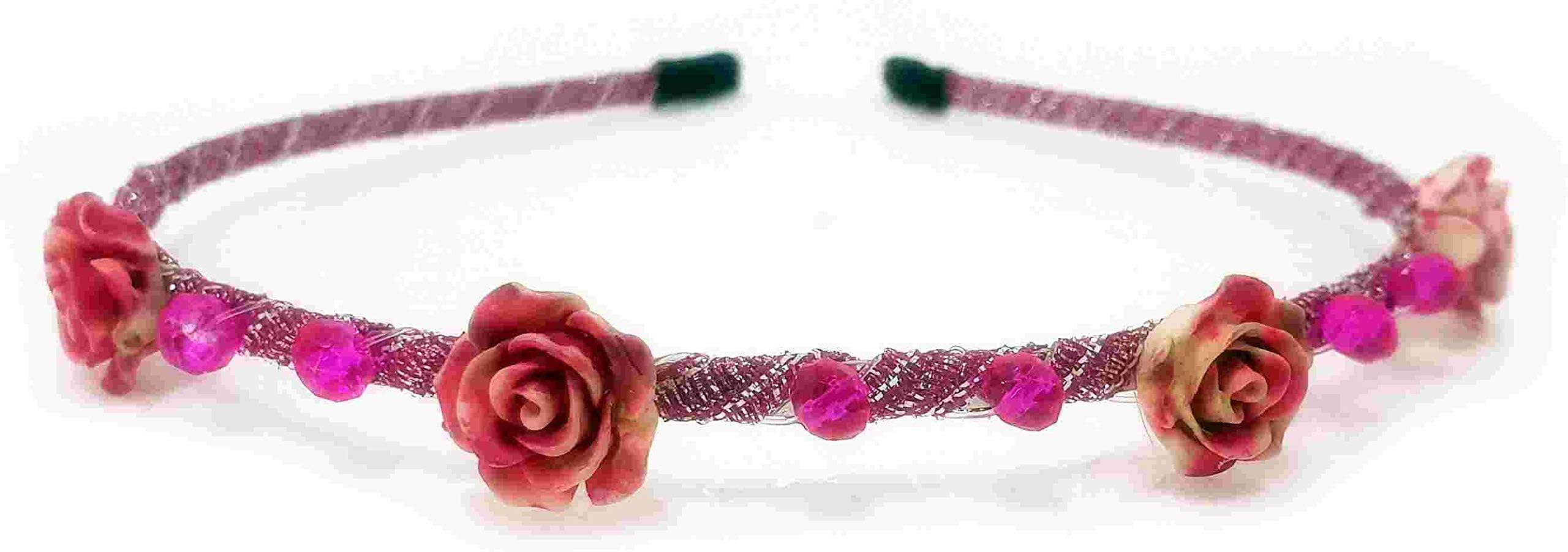 Deep Pink Rose Hair Band
