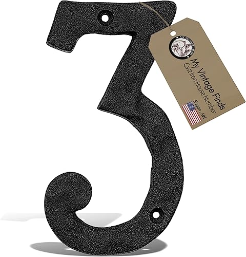 Números de dirección de la casa, números de casa de metal negro, número de casa de 5.5 pulgadas, empresa con sede en EE. UU. (Número 3)