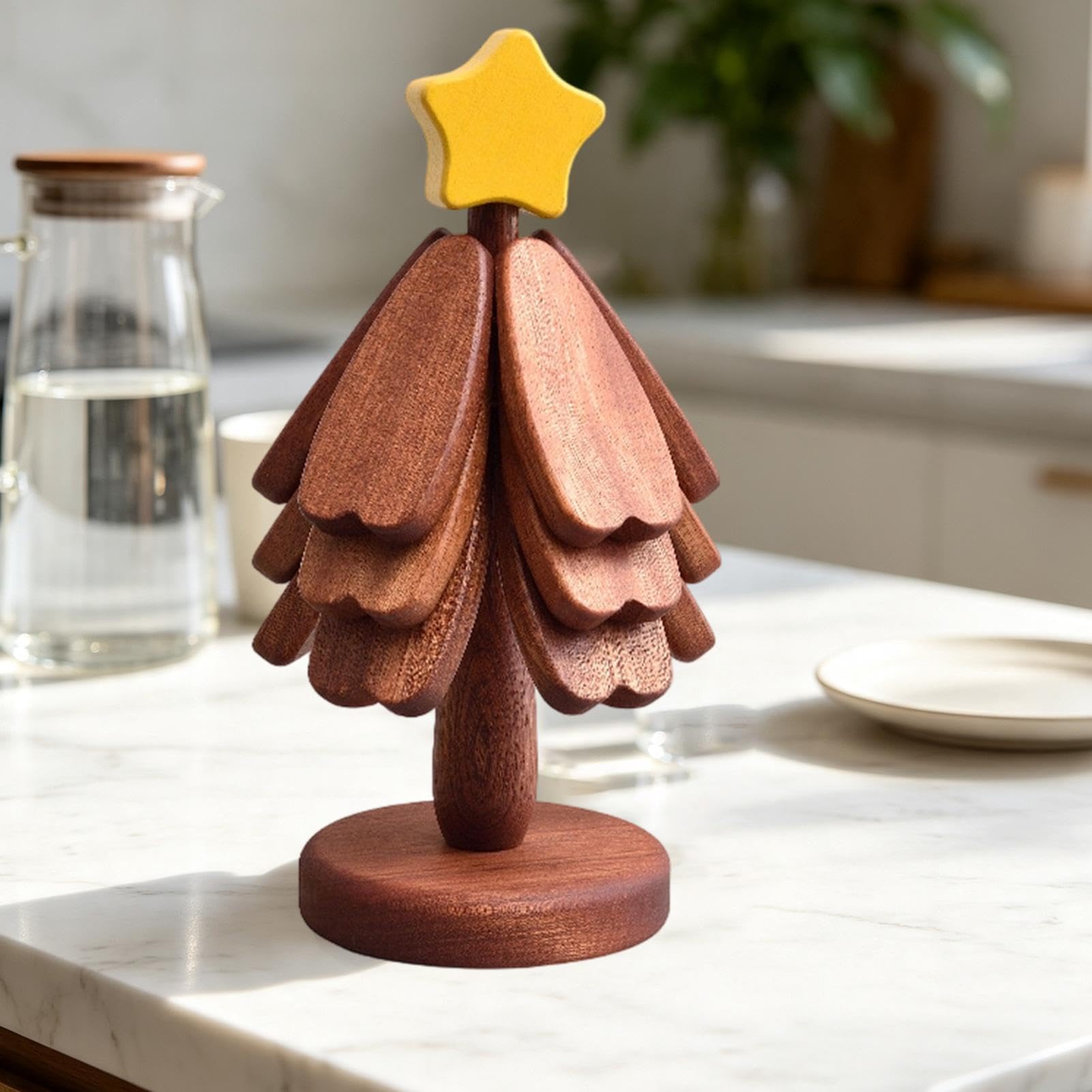 sous-Verres en Bois pour Arbre de Noël, sous-Verres Pliables résistants