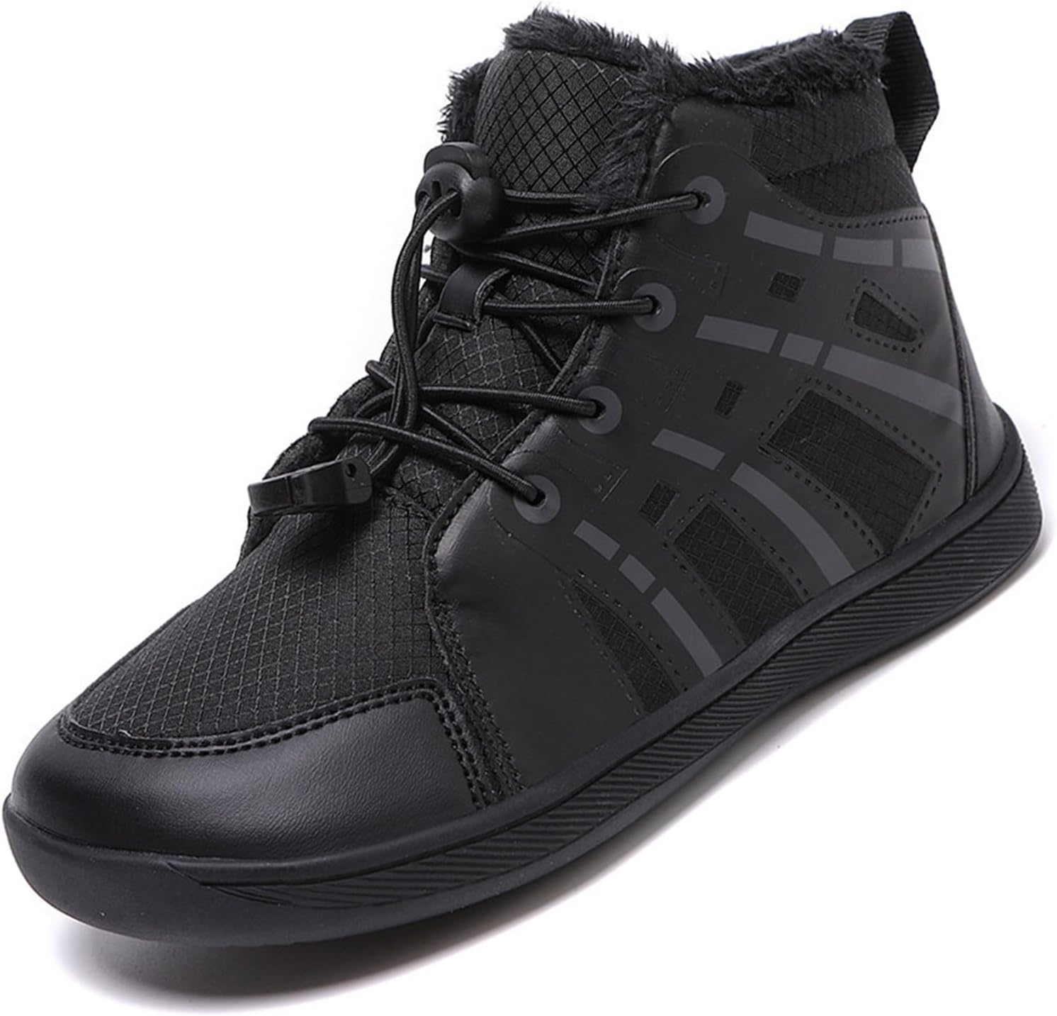 LIWLLIUA‎ Kids Barefoot Winter Boots, Zero Drop Waterproof Hiking Shoes with Fleece Lining, Wide Toe Box Minimalist Sneakers for Boys and Girls, Warm Outdoor Snow Boots