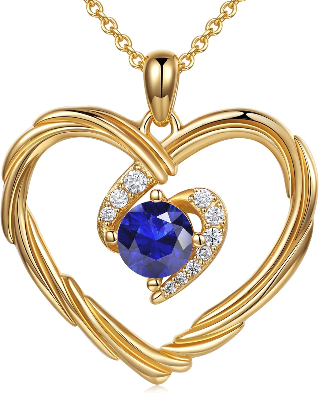 G&GEMSJEW 18K Gold Heart Birthstone Necklaces for Women, S925 Sterling Silver Jewelry Birthday Gifts for Women Wife Girlfriend Mom, Anniversary Christmas Valentines Gifts
