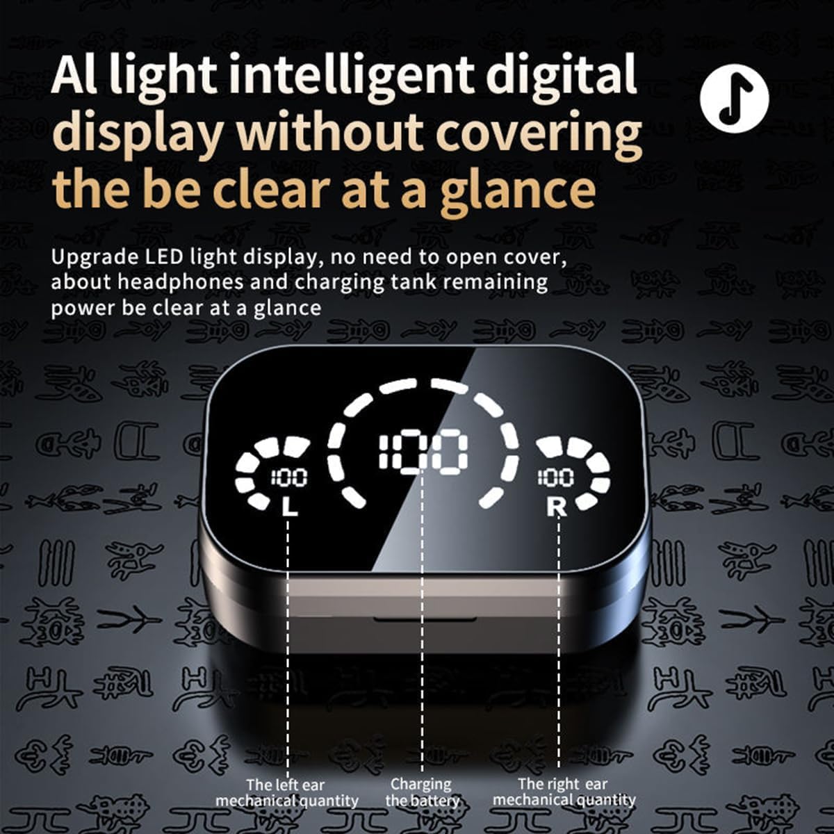 Wireless Earbuds Bluetooth 5.3 in-Ear Headphones with LED Power Display Noise Cancelling with Microphone and Charging Case HD Voice Conversation Mode for iPhone/Android Black