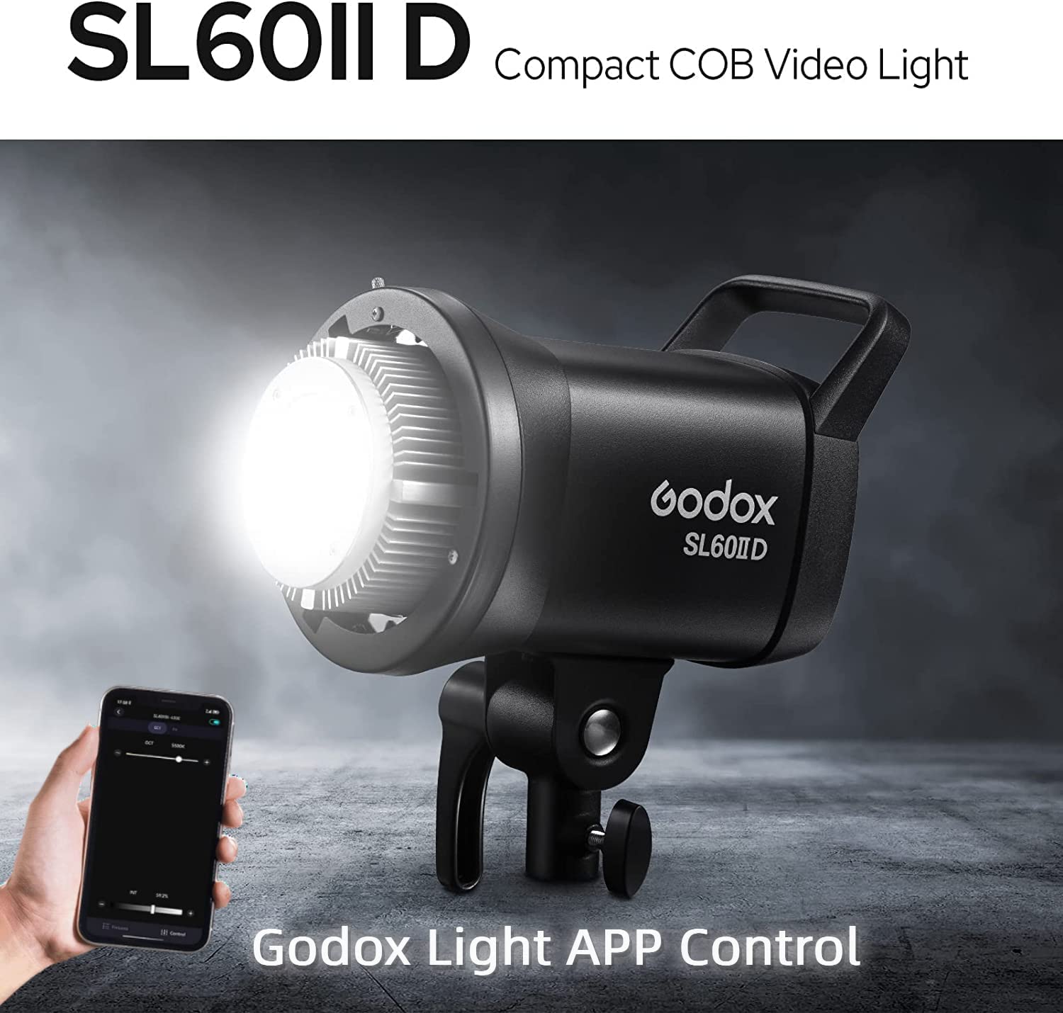 Godox SL60IID Lámpara LED Luz de Día para Estudio de Vídeo, 70W 5600K 18600 Lumens LED Luz Continua, Control Bluetooth y 8 Efectos FX Lámpara LED con Montura Bowens