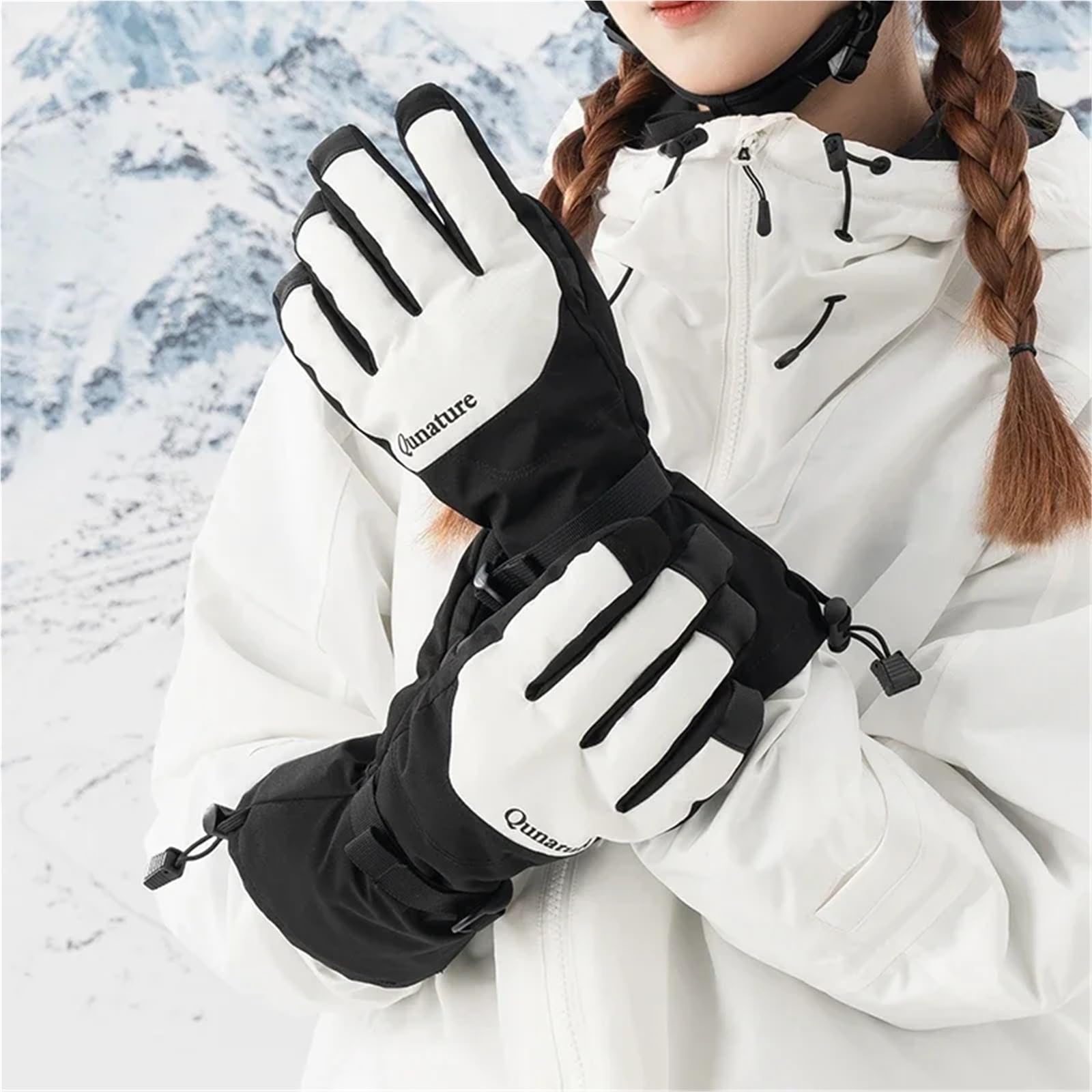 Guantes de esquí cálidos, táctiles, Antideslizantes, Dedo Completo, Resistentes al Viento, Forro Polar térmico, Manoplas for Snowboard sobre Hielo por Ciclismo, Running