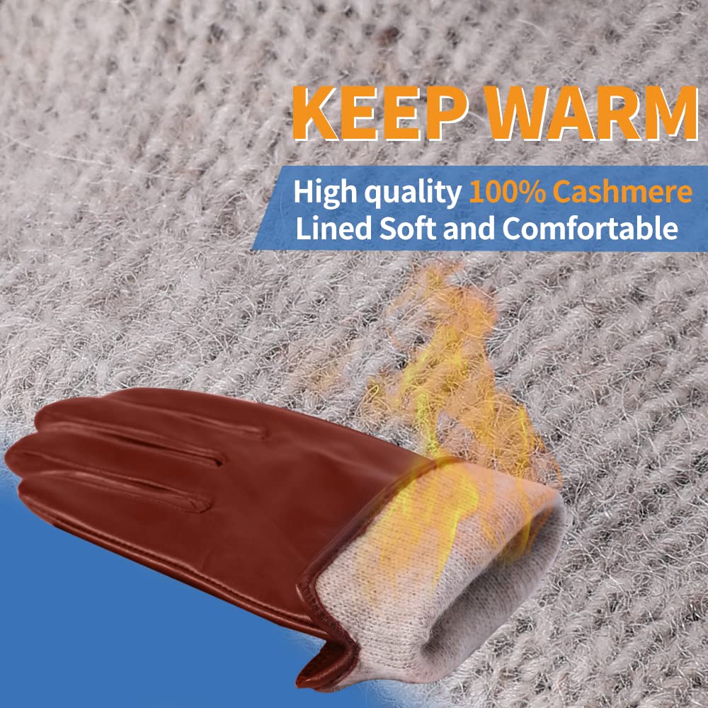 MGGMOKAY Guanti invernali in pelle per donna Guanti da guida in pelle di pecora con touch screen foderati in cashmere caldo