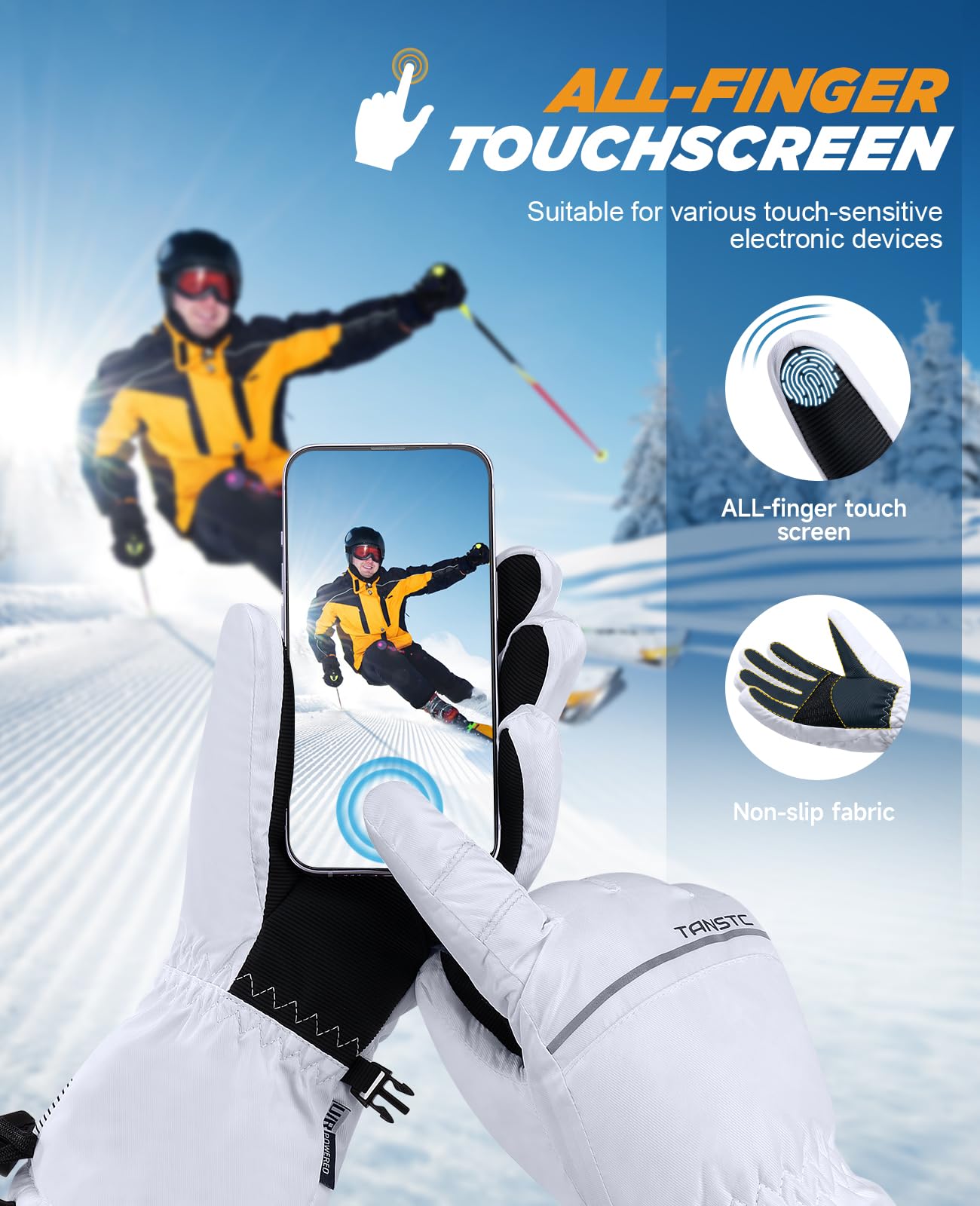 Gants De Ski Femme LuckyOpt – Chauffants, Imperméables Et Tactiles - 6