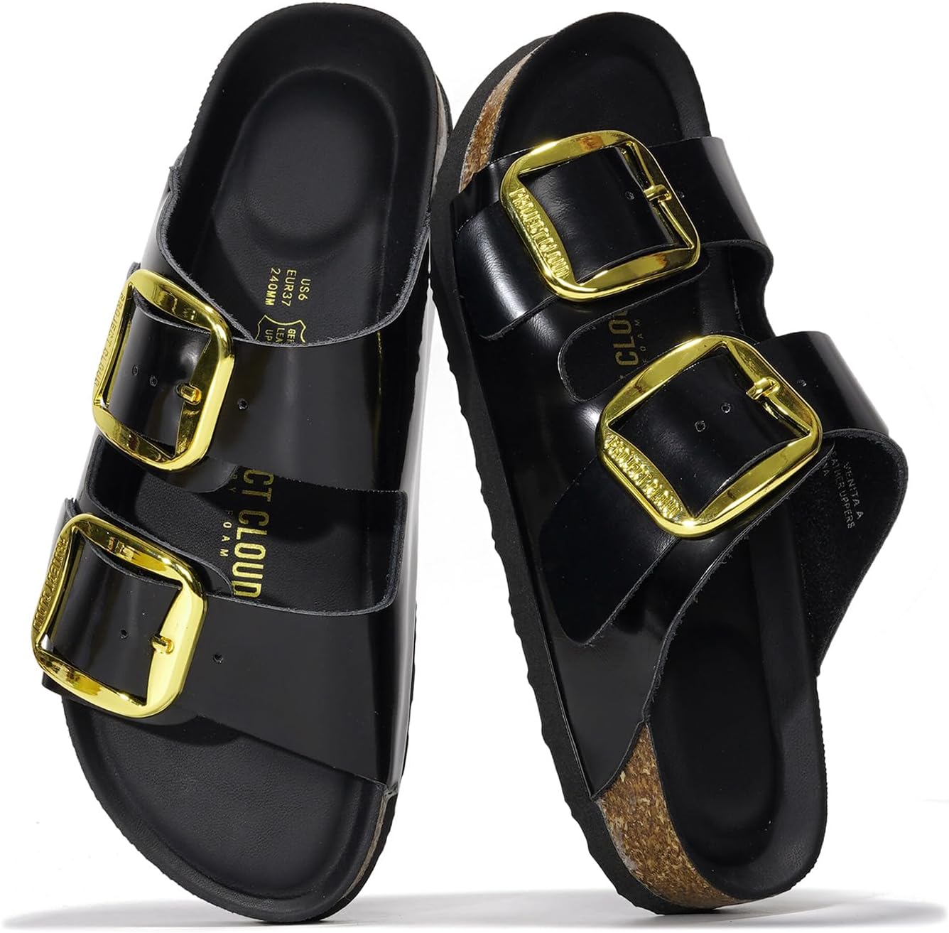 Project Cloud 100% Genuine Leather Flat Sandals for Women 2026 Comfortable Beach Essentials Womens Sandals Memory Foam Vacation Essentials Slides for Women Footwear (Santorini)