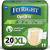 FitRight Extra+ XL Adult Diapers: Heavy Absorbency OptiFit Briefs, Leak Protection, Moisture-Wicking for Men & Women, 56-64in Waist