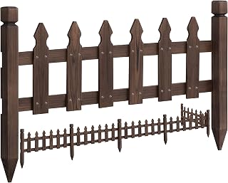 Topeakmart Fir Wood Picket Garden Fence Edging - 177.5x21.7'' Panels for Yard Borders, Flower Beds, Pools - Durable Rustic Design
