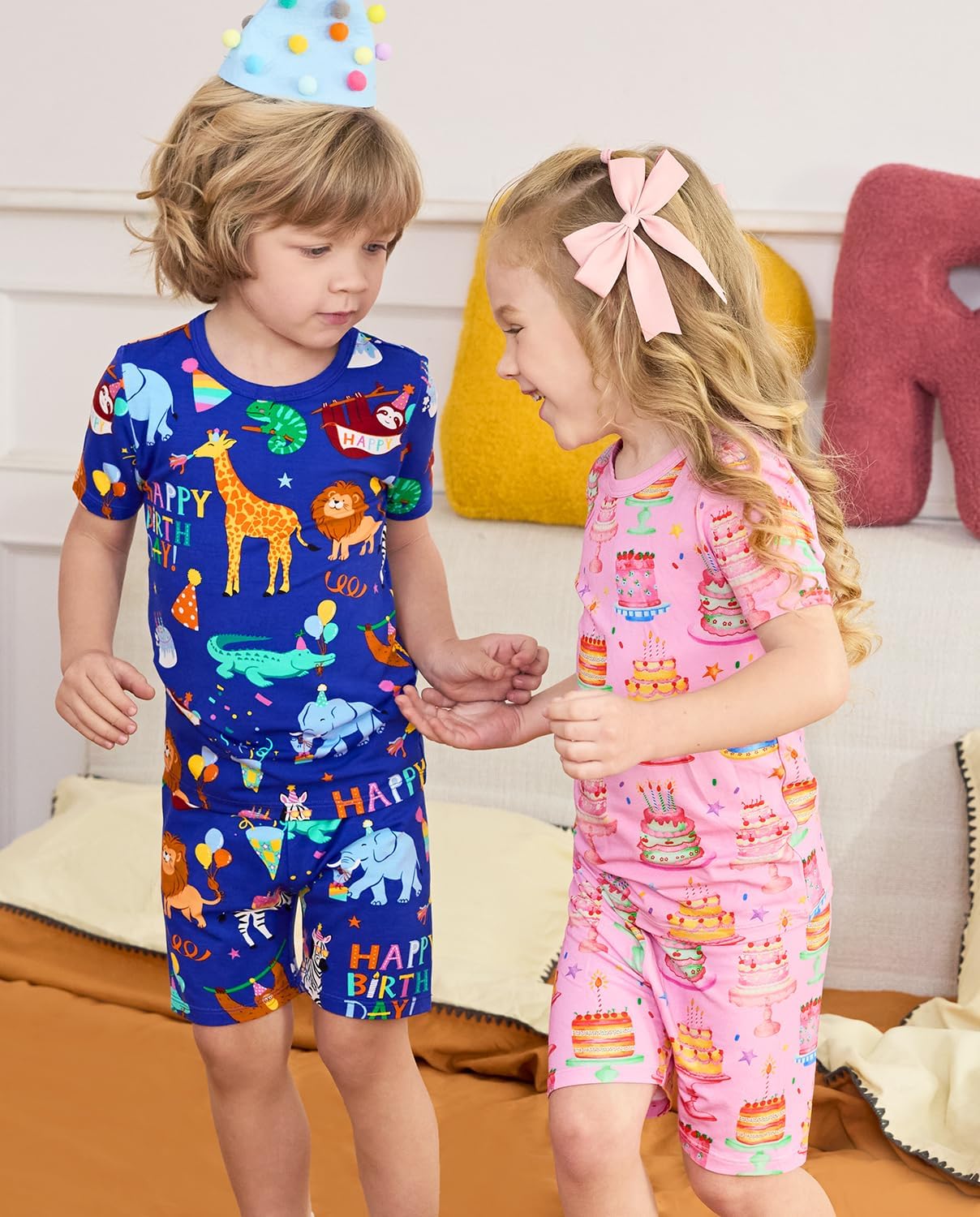 babee Reshinee Bamboo Viscose Toddler Animal Pajamas Boys Girls Kids Cool Short Summer 12M-8Y Snug fit Pjs Set 2pcs