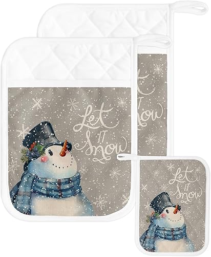 Miniatura 8 de Christmas Snowflake 2Pcs Pot Holders for Kitchen, Non Slip & Heat Insulation Terry Cloth Potholder Set with Pocket, Thick Hot Pad Oven Mitts Trivet