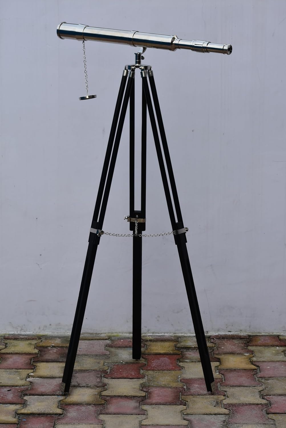 Brass Single Barrel Telescope Griffith Astro with Wooden Tripod Stand | Vintage-Inspired Telescope Gift for Child and Home Decor