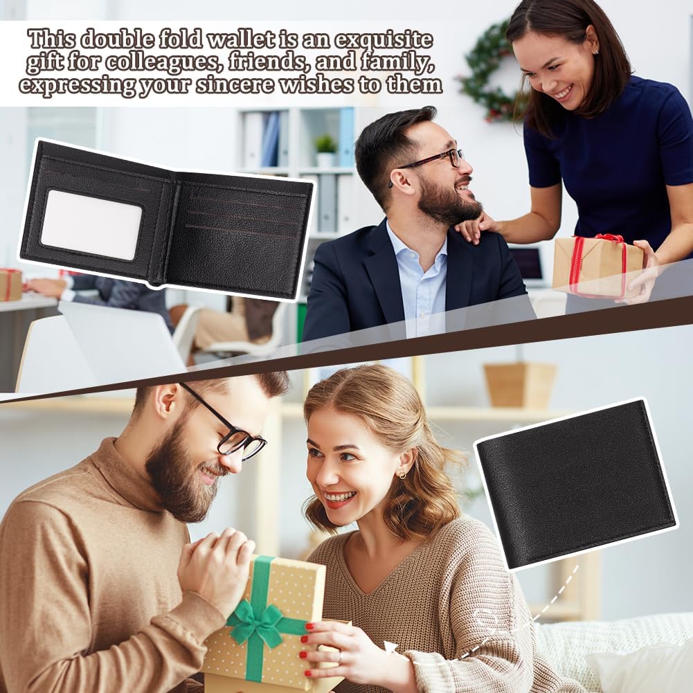 24Pcs PU Leather Men's Wallets Bulk, Bifold Wallet for DIY Engraving Minimalist Stylish Front Pocket with Money Clip Card Holder for Employees Appreciation (12 Black & 12 Coconut Brown) - Image 6