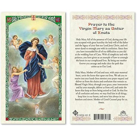 Prayer to The Virgin Mary as Untier of Knots Laminated Prayer Card