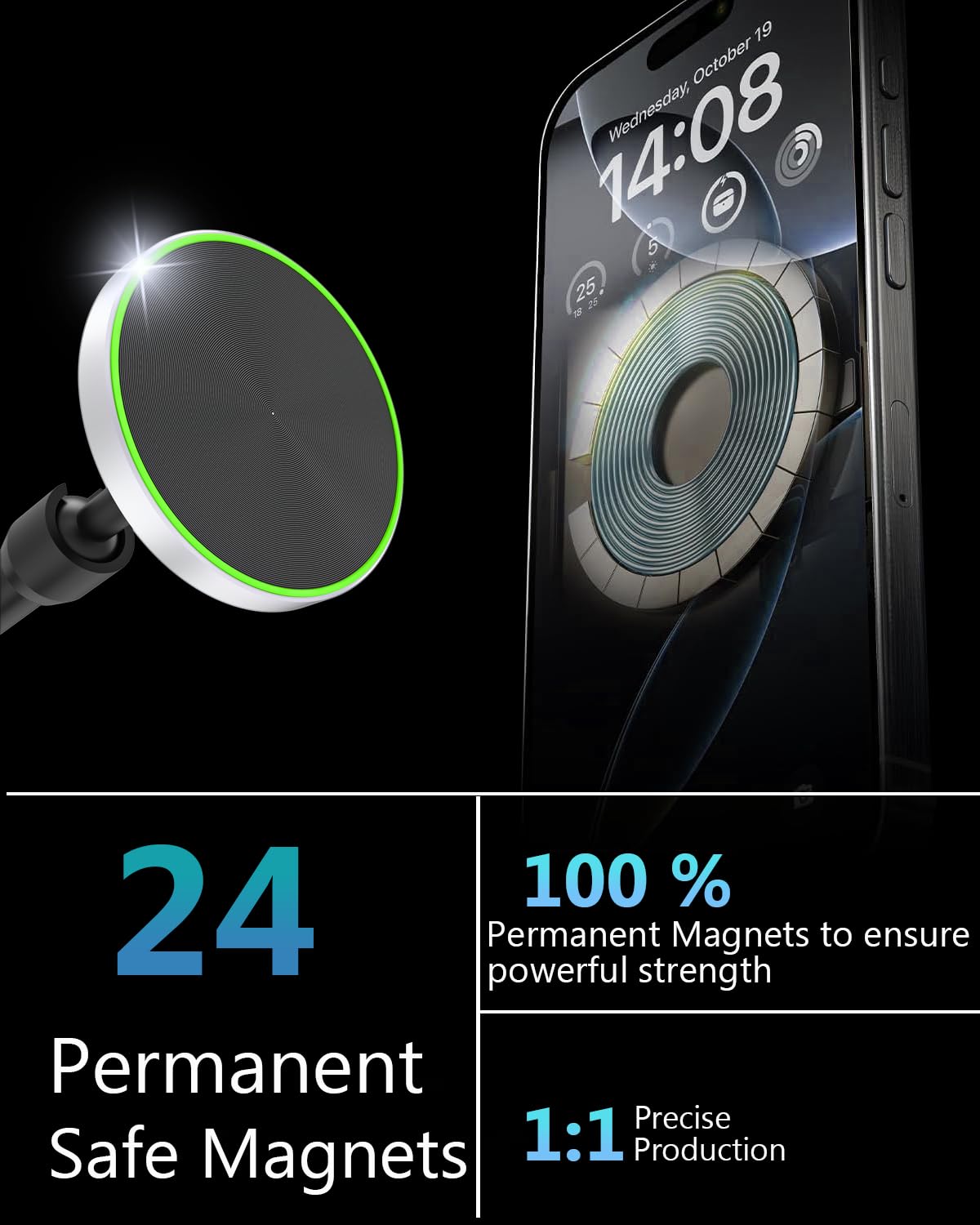 2025 Upgraded Vakuum Magnet Handyhalterung Auto [Super Saugnapf], Magnetischer Handyhalterung Auto für Magsafe Autohalter, Magnetic Suction Cup Mobile Phone Holder für All Smartphone