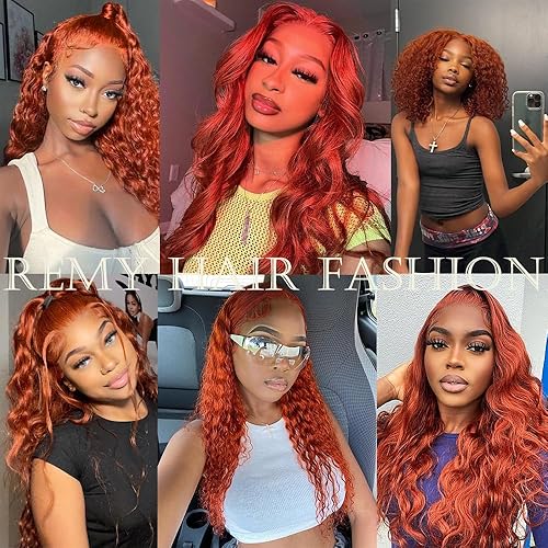 Miniatura 3 de Paquete de cabello humano ondulado de color naranja jengibre, cabello humano virgen brasileño, 1 paquete de 1 paquete de 1 paquete de extensión de