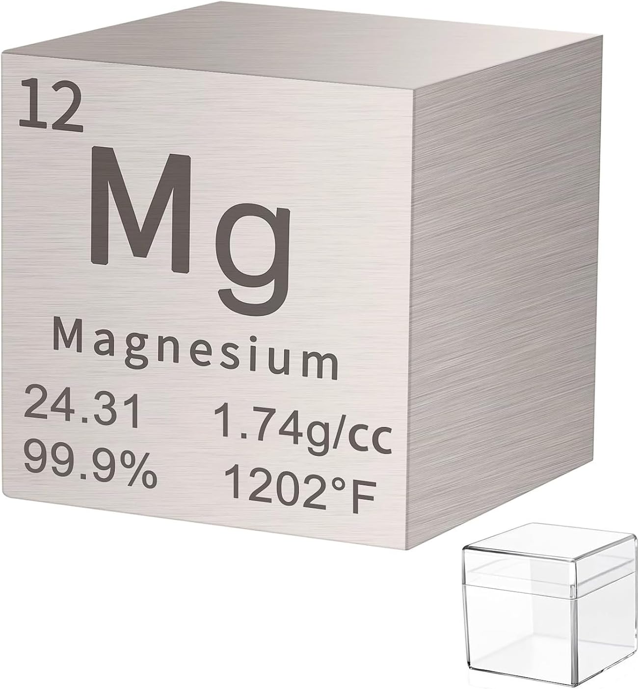Magnesium Cube Metal Density Cubes Pure Metal High Density Element Cube for Element Collections Lab Experiment Material Hobbies DIY Teacher Science Creative Gift (Mg 1inch)