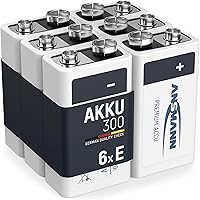 Vista 1 de ANSMANN Baterías recargables de 9 V 300 mAh precargadas de baja autodescarga NiMH batería de 9 voltios Batería de 9 V (paquete de 6)