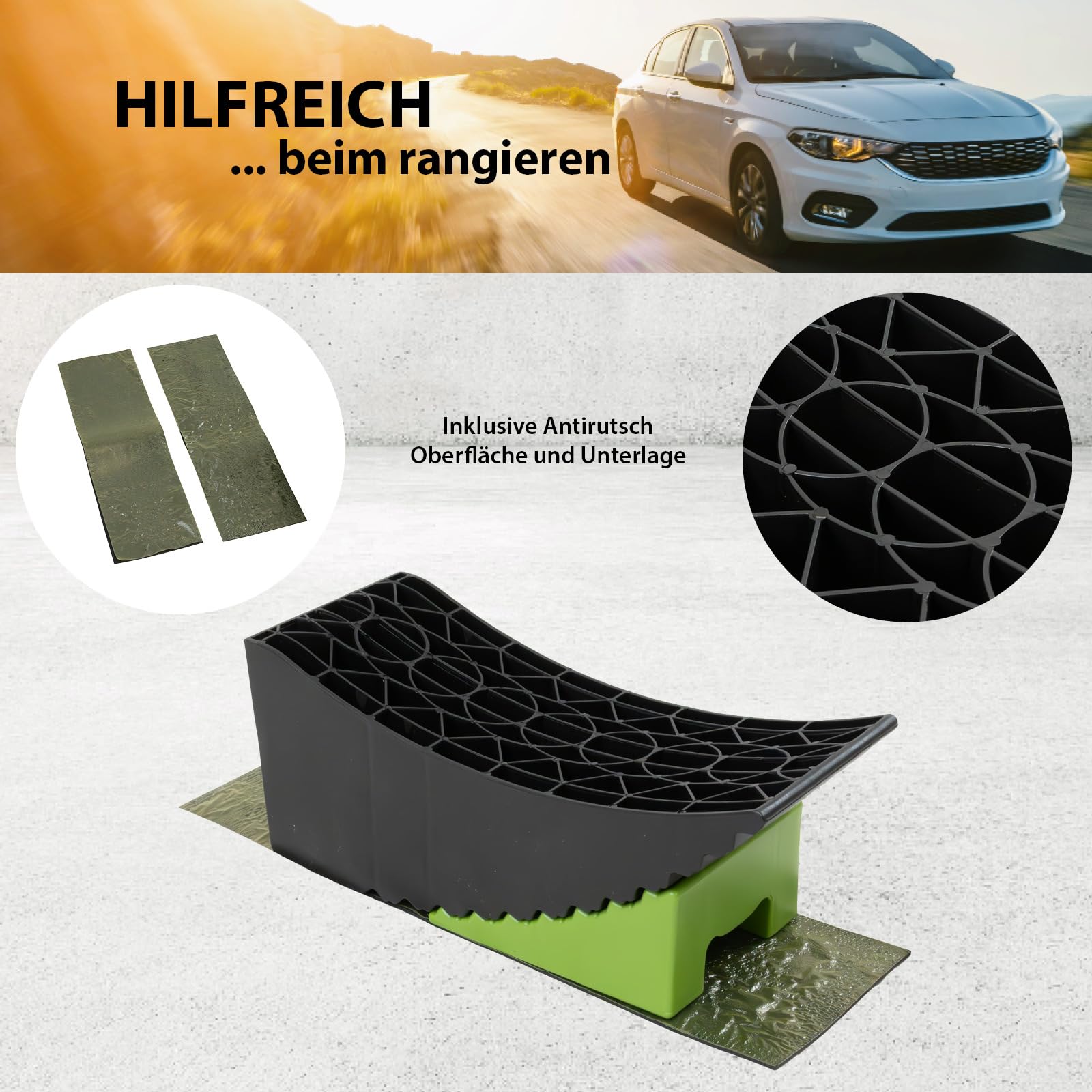 TRUTZHOLM 2X Auffahrkeile Set für Wohnmobil Wohnwagen PKW 13,5t Nivellierkeile rutschfest Ausgleichsrampe Kunststoff Höhenausgleichsrampe mit Unterlegmatten & Aufbewahrungstasche