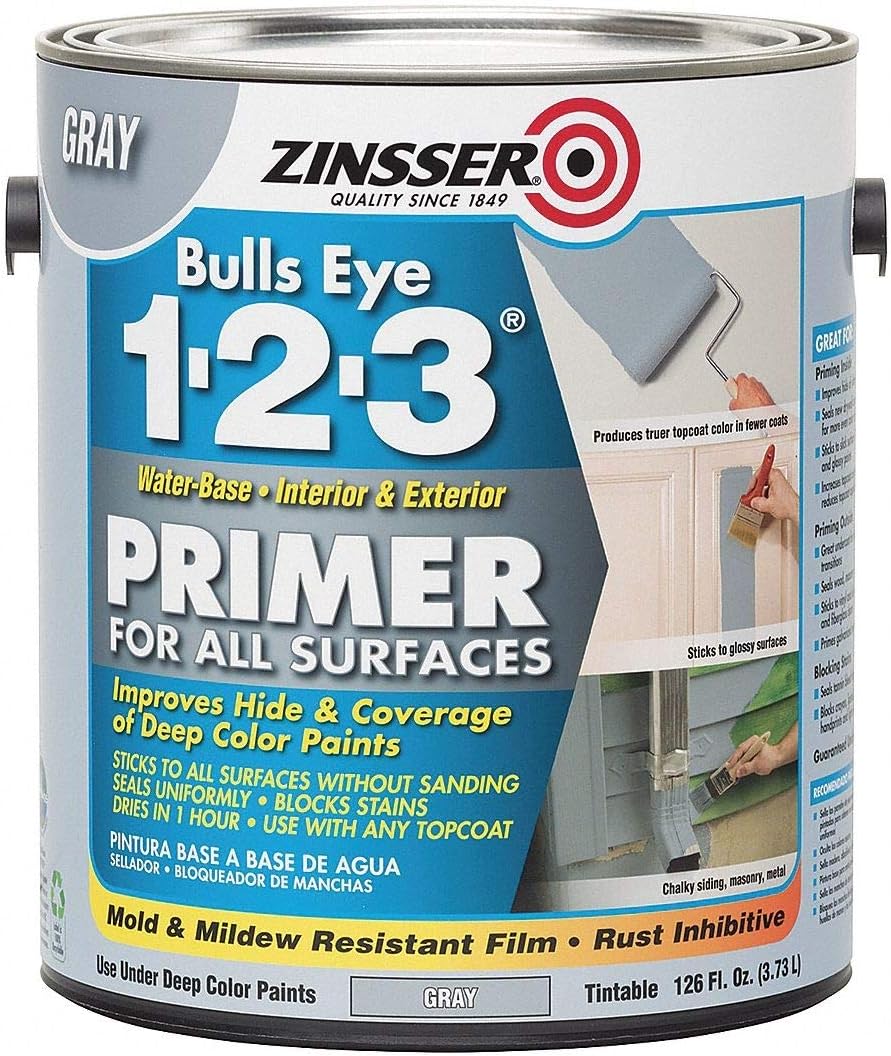 Zinsser 285085 - Primer Water 1gal Gray Interior/Exterior Pack of 2