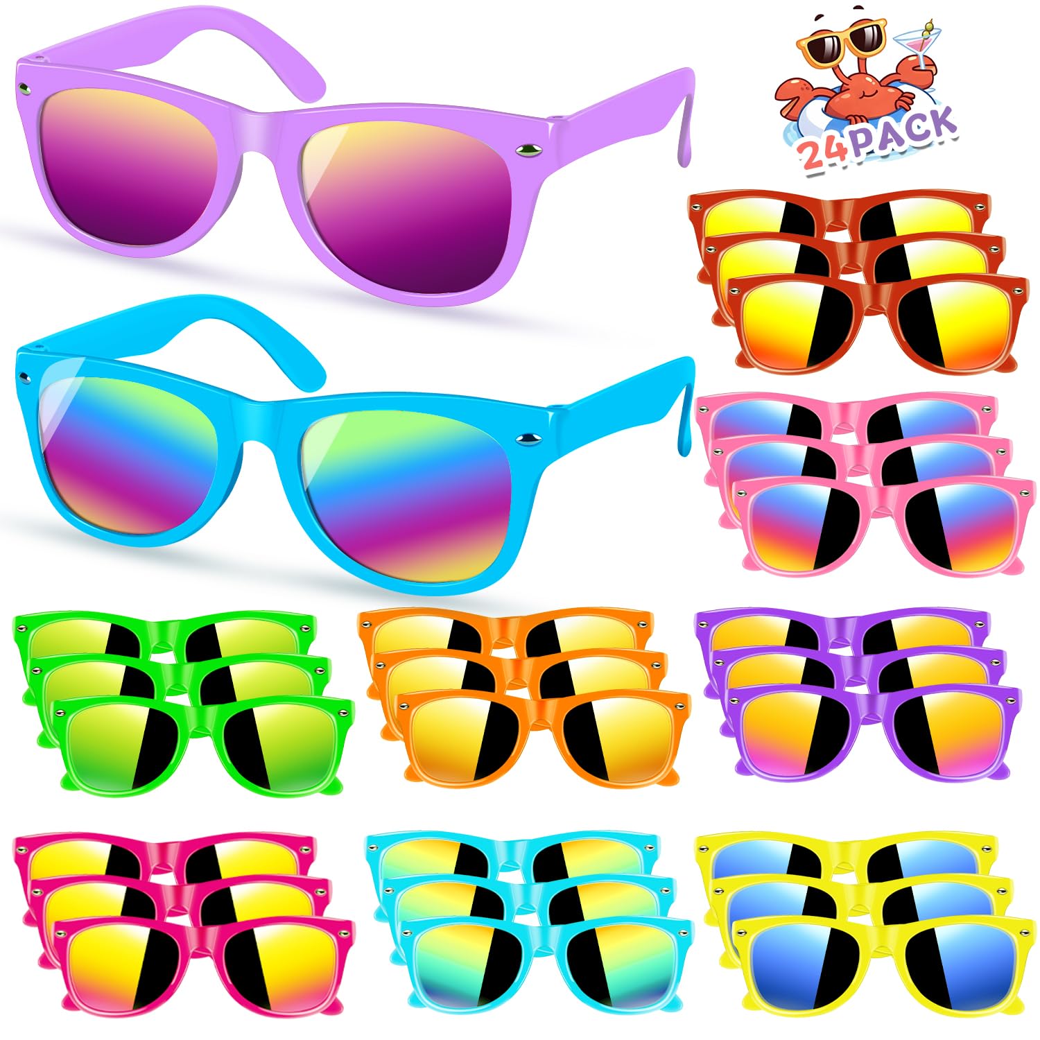 Kids Sunglasses Bulk, Kids Sunglasses Party Favors for Age 3-8, UV400 Protection Neon Kids Sunglasses Bulk for Boys Girls