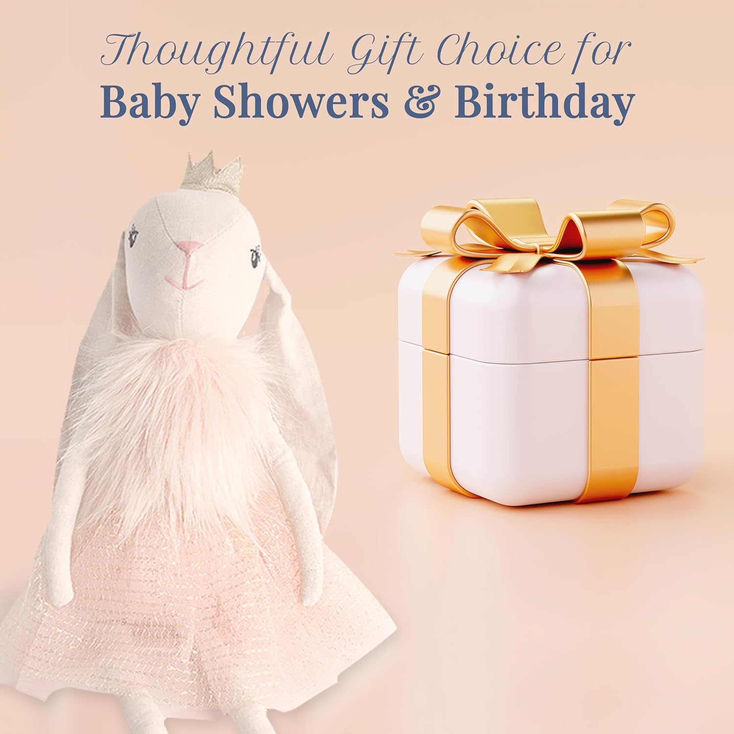 MON AMI Princess Bunny Stuffed Doll – 18-Inch Soft & Cuddly Plush Toy | Royal Bunny Doll for All Ages | Perfect Nursery Décor & Gift for Birthdays & Baby Showers