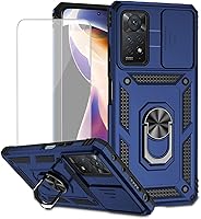 Vista 1 de Funda para Redmi Note 11 Pro 4G5GRedmi Note 11E Pro con protector de pantalla de vidrio templado y cubierta de cámara deslizante, anillo magnético