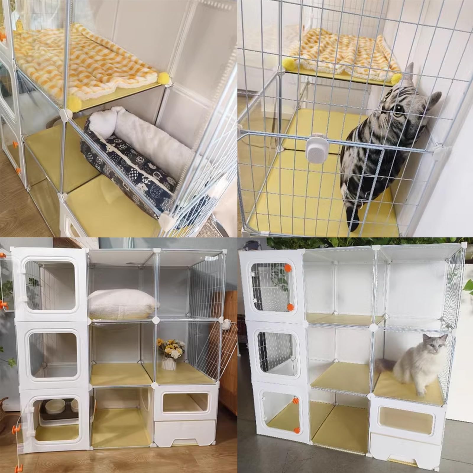 Duża klatka dla kota do użytku wewnątrz, z zamkniętą kuwetą - domek dla kota z drabinką - łatwa w czyszczeniu, wielopoziomowa konstrukcja (106 * 46 * 106 cm/48 * 18 * 48")