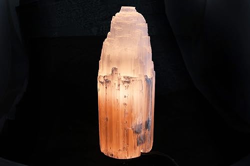 Miniatura 10 de Selenite - Lámpara de cristal natural y fabricada en Marruecos, incluye bombilla y cable con interruptor de atenuación  Torre Iceberg curativa