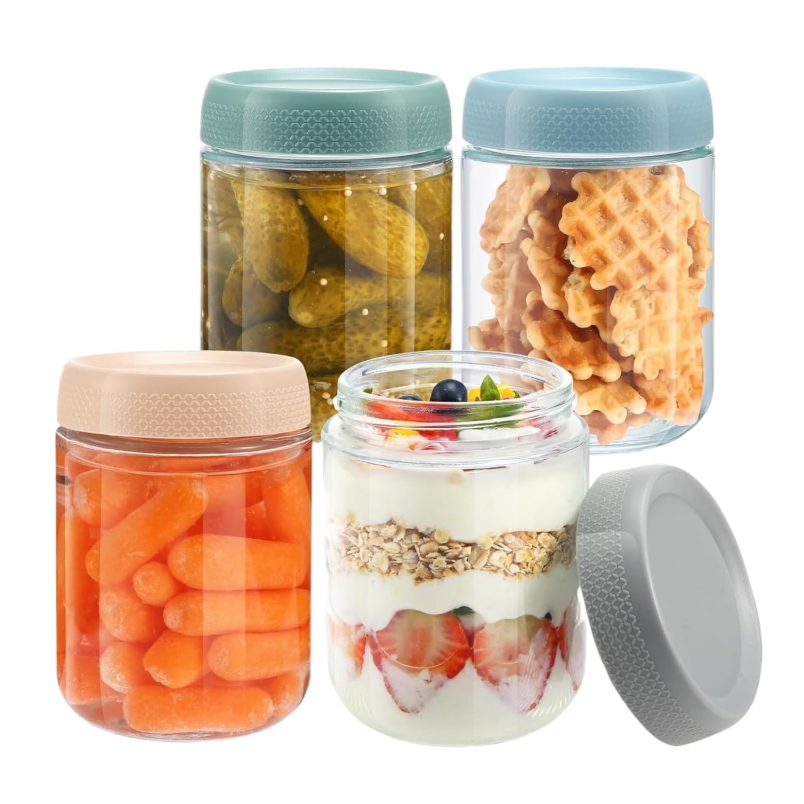 Vorratsgläser - Küche Luftdicht 4er-Set Behälter Aus Glas Mit Schraubdeckel For Overnight Oats Vorratsdosen