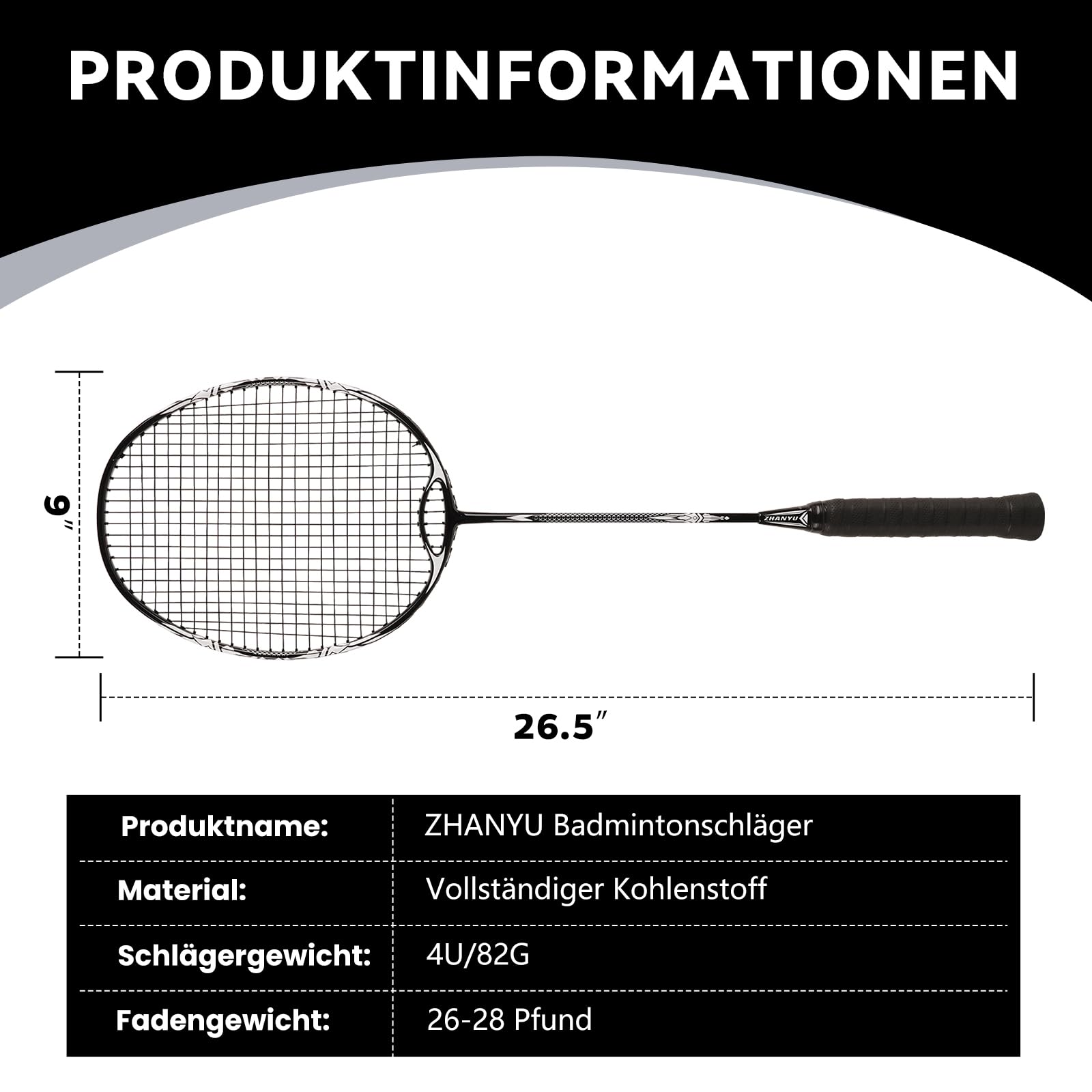 Badminton SchläGer,FederballschläGer,Vollcarbon-Ultraleichter 82g ProfischläGer,EinschließLich 1 SchläGer Und 1 Balltasche,Geeignet FüR TäGliche Fitness- Und TrainingswettkäMpfe