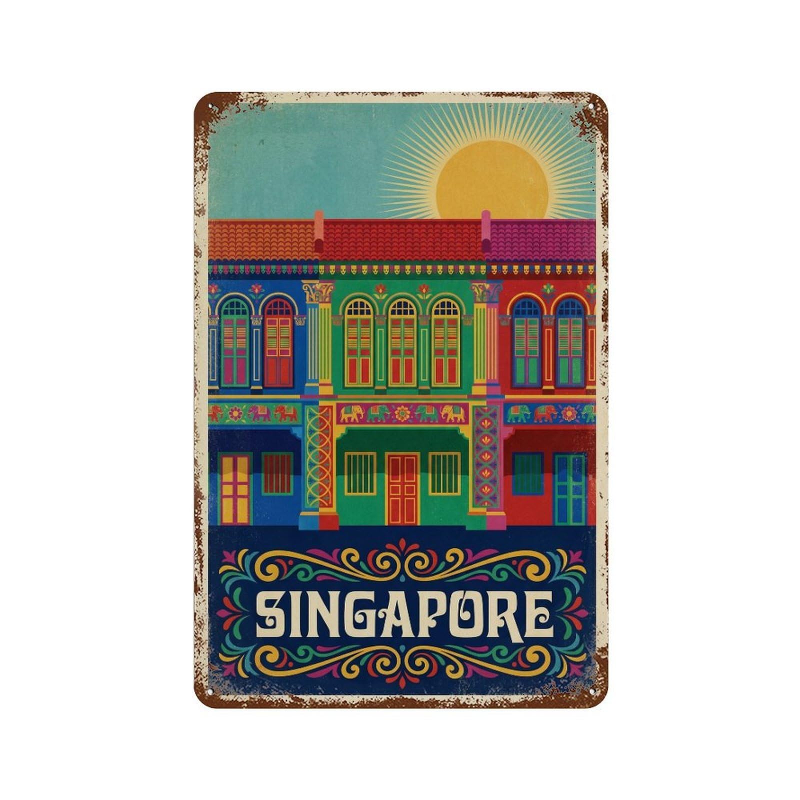 Metal Tin Sign Vintage Travel Singapore India
