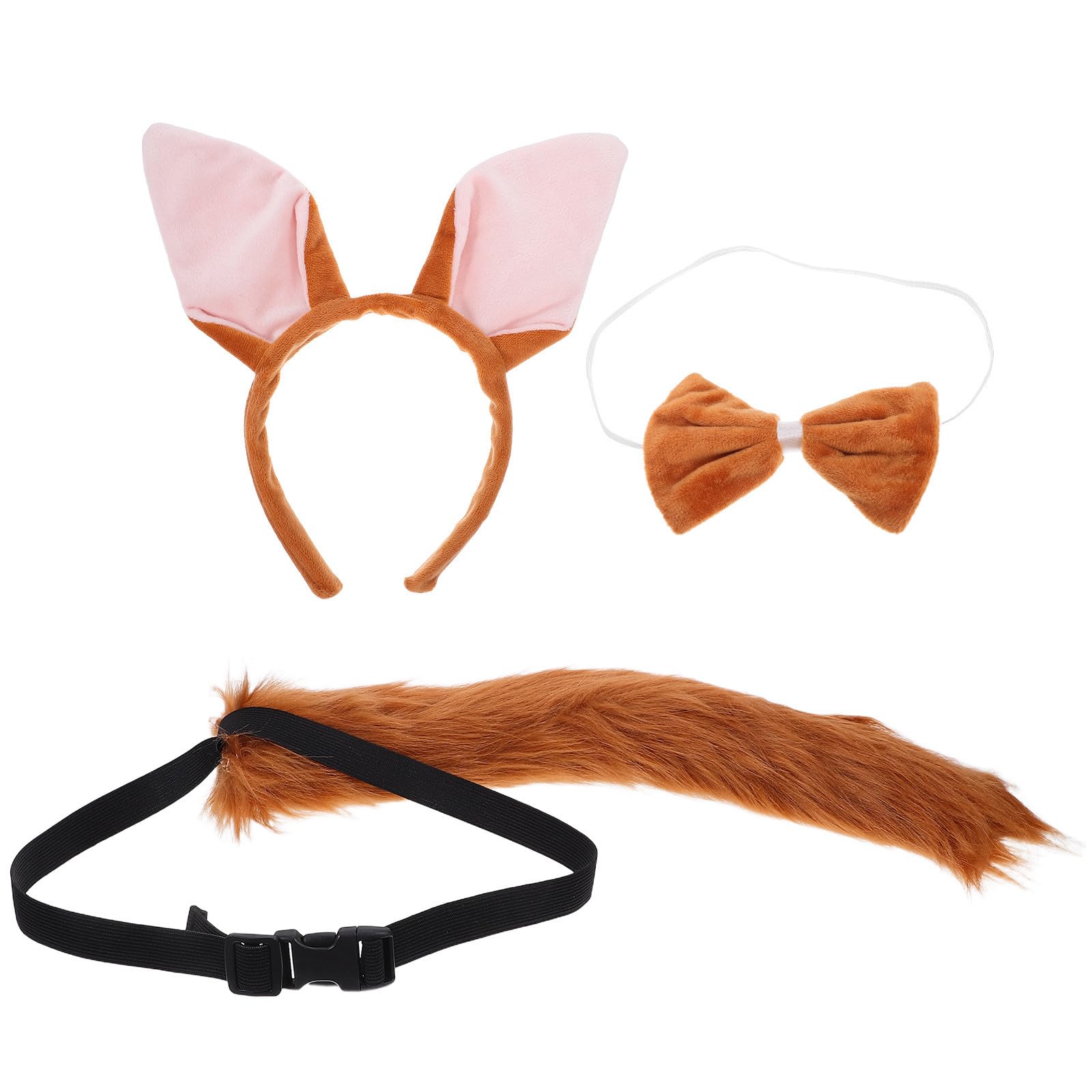 Healeved 12 Piezas Diadema Orejas de Peludo Marrón de Poliéster Ajustable para Fiestas de Jungla y Cosplay, Cómoda para Adultos Carnaval