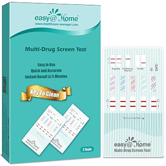 Easy@Home 2 Pack Multi-Drug Screen Test, 10 Panel Urine Drug Tests Kit