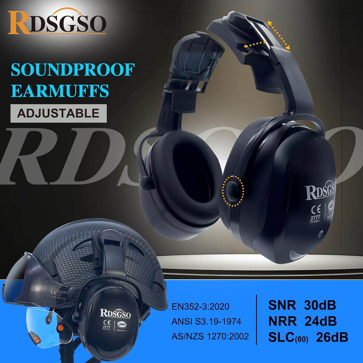 Safety Hard Hats with Visor and Ear Muffs Vented Lightweight 6 Points Suspension Construction Safety Helmet ANSI Approved