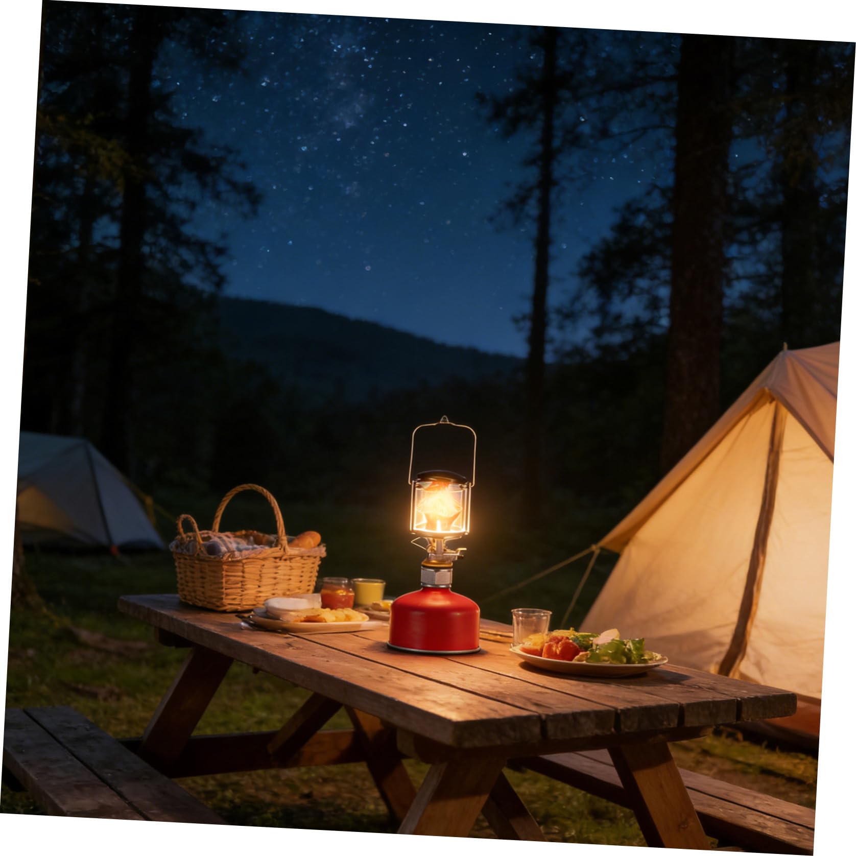 Tofficu Linterna de Gas para Iluminar Tiendas para Camping al Aire Libre con Iluminación de Propano, Cuerpo de Cobre y Nylon, Herramienta Portátil en Acampada