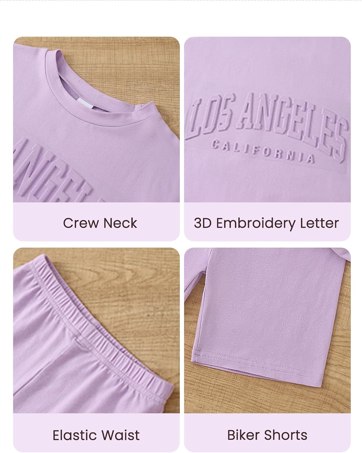 Girls Summer Clothes Short Sleeve T-Shirt and Shorts Girls Summer Outfits 2 Piece Clothing Sets