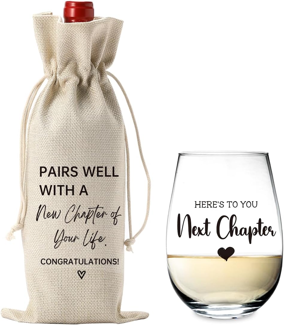 New Chapter Wine Bag Glass Set Farewell Gifts for coworkers Going Away Gift for Friends New Beginning New Business Owner Gifts New Job Gifts for Coworker Boss Graduation Gifts 2025