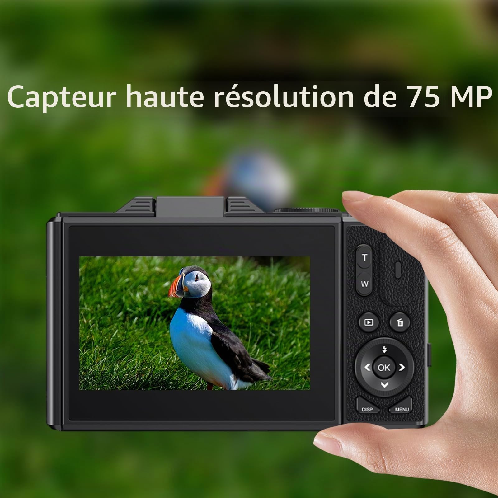 EMEBAY Appareil Photo numérique Compact 5K 75 MP avec Carte de 64 Go