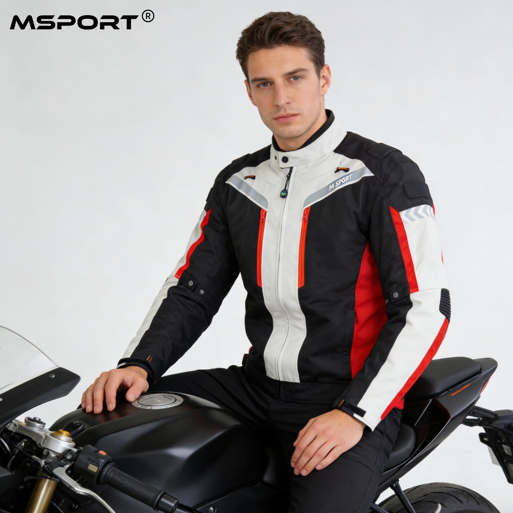 Msport Giacca Moto da Uomo 4 Stagioni Impermeabile Antivento con Fodera Termica Rimovibile e Protezioni CE Integrate
