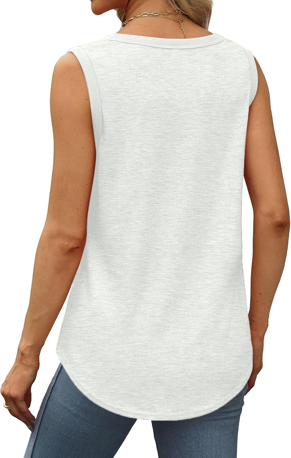 Lmdudan 3 Pcs Womens Tank Tops Summer Loose Sleeveless Tops Ribbed Trim Scoop Neck Curved Hem Tees 2024 Fashion Shirts