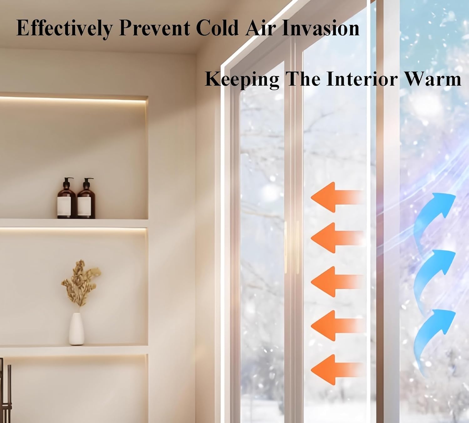 Winter Weatherproofing Window Insulation Film Transparent Heat Warm Curtains Window Insulation Kit Suitable for Living Room Bedroom Kitchen Bathroom