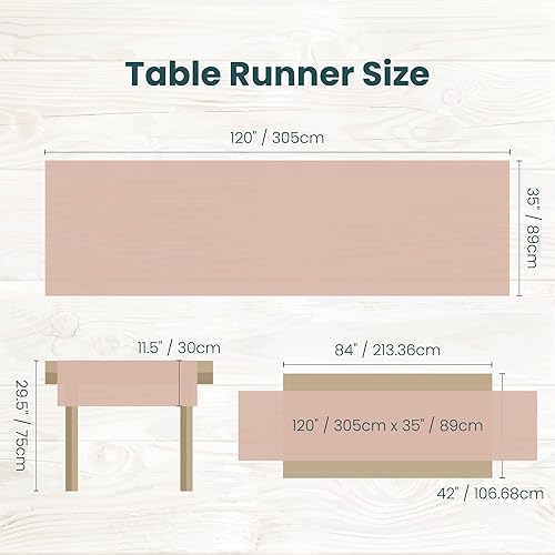Miniatura 6 de Camino de mesa de gasa de 10 pies, 35 x 120 pulgadas, camino de mesa de gasa arrugada hecho de 100% poliéster, ideal para fiestas de cumpleaños,