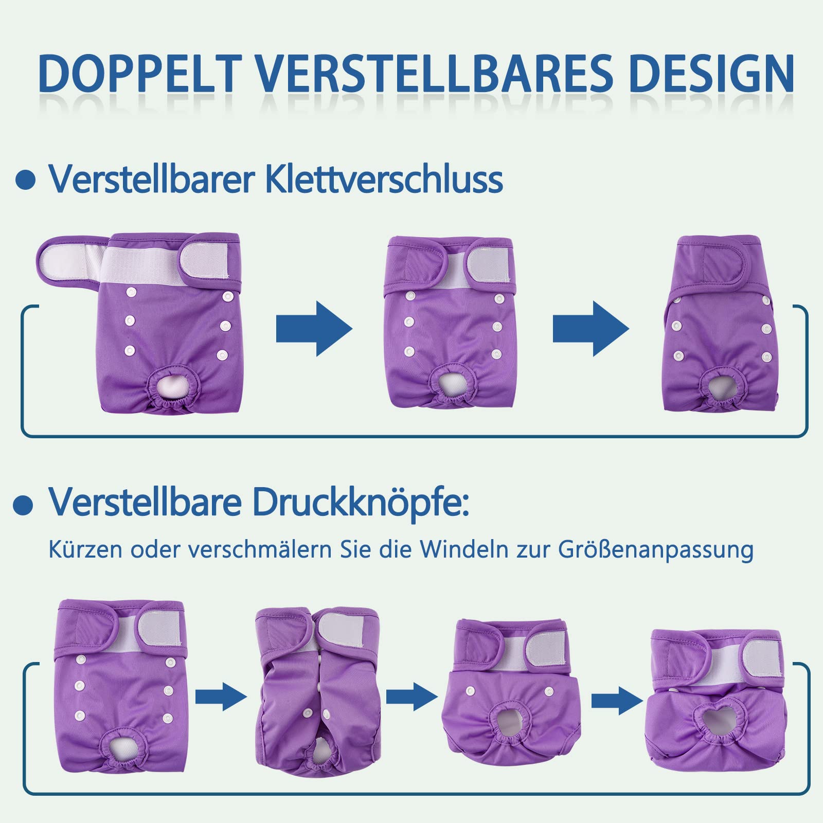 Läufigkeitshose für Hündinnen 3 Stück L, Hochsaugfähige und Damenbinden Hundewindeln für Hündinnen, Größenverstellbar - Lila
