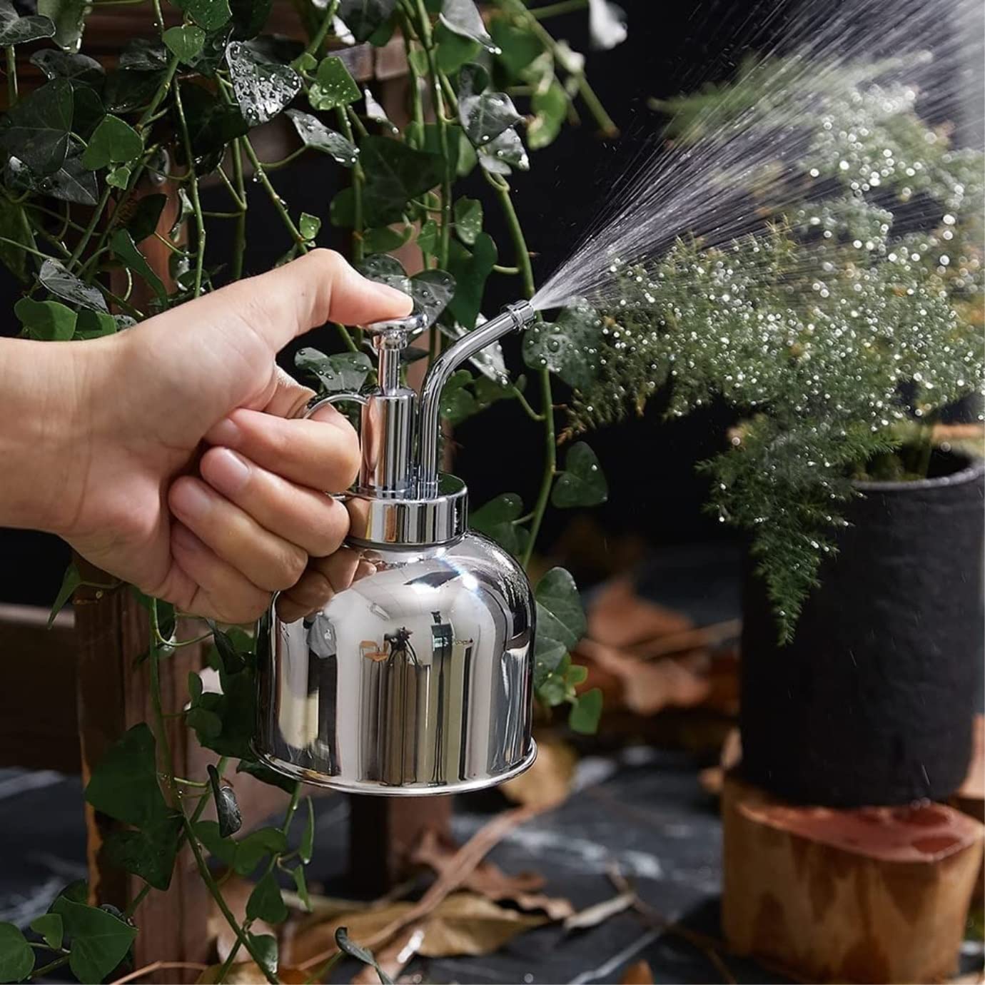 Watering Can Czajnik Do Podlewania Ze Stali Nierdzewnej Roślin Doniczkowych Soczysta Roślina Doniczkowa Bonsai Garden Miłośników Ogrodnictwa(Black)