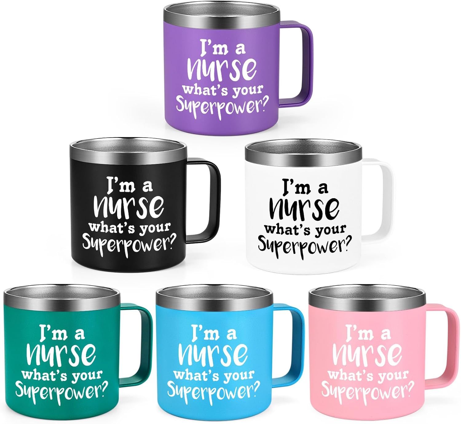 Lifecapido Nurse Week Gifts-6 Pcs I'm A Nurse Stainless Steel Insulated Coffee Mug, Nurse Gifts for Women New Nurse RN Nurse, Male Nurse Gifts, Nursing Gifts, Nurse Graduation Gifts(14OZ, Mix Color)