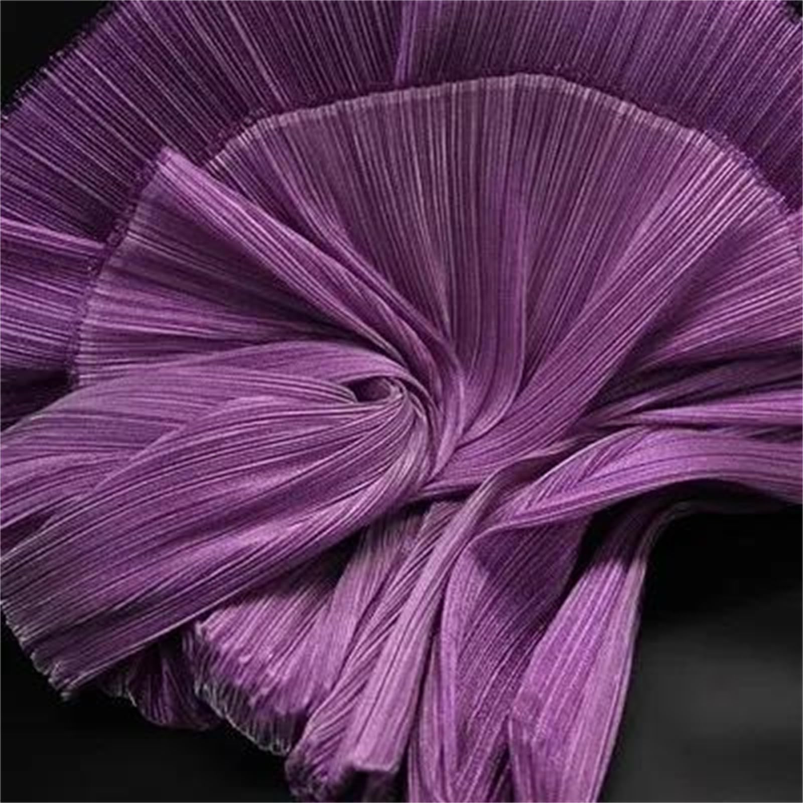 Tejido de malla de organza plisada de poliéster, 143cm de ancho plisado poliéster Multicolor varios tamaños vestidos costura escenario boda DIY(7,Straighten 1meter)