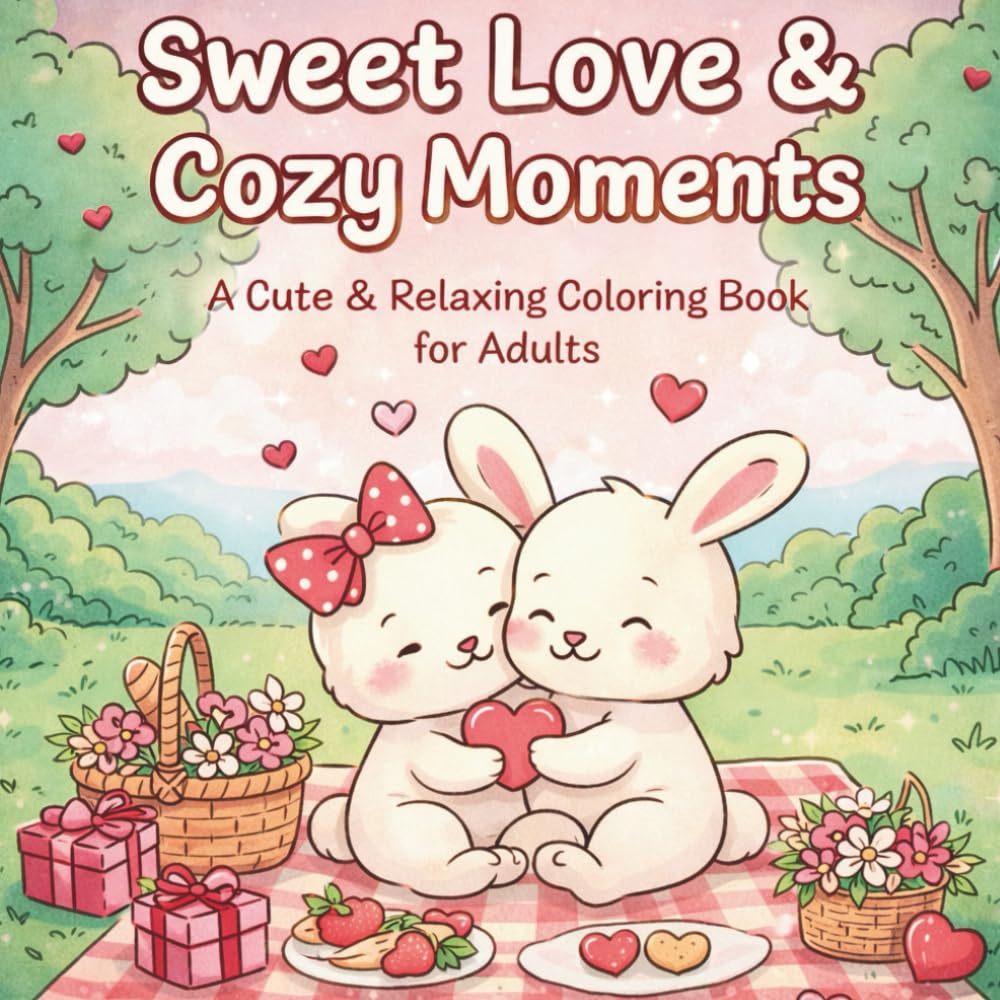 Sweet Love & Cozy Moments: A Cute & Relaxing Coloring Book for Adults